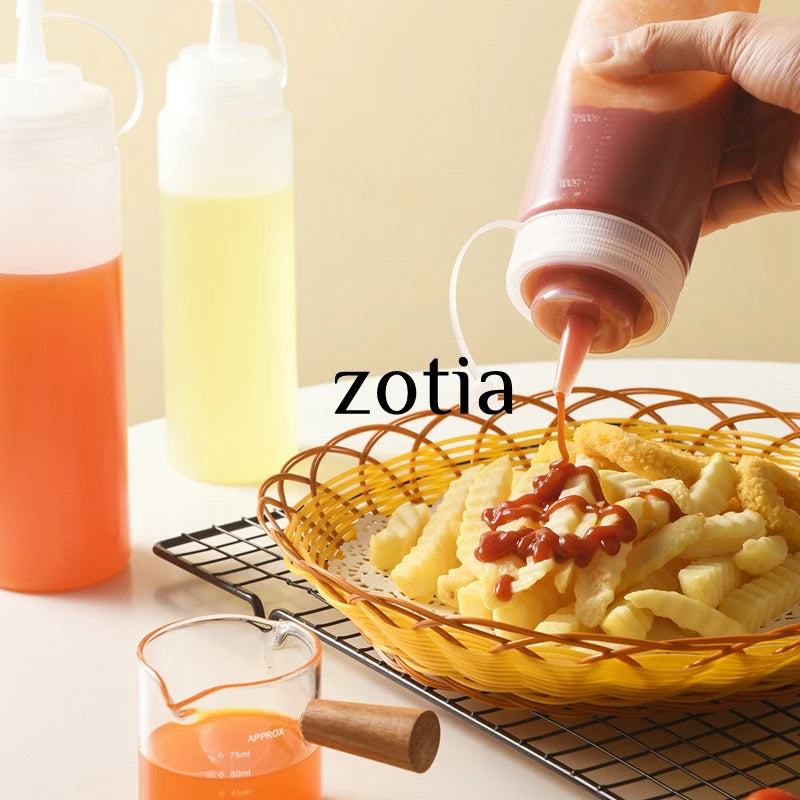 Custom 8oz 12oz 16oz Food Grade Soft Plastic Water Honey LDPE Salad Squeeze Bottle Screw Cap Screen Printing Restaurant Use