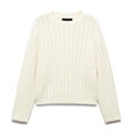 Cable Pattern Knitwear Design Crewneck 100% Cotton Sweater Pullover for Women