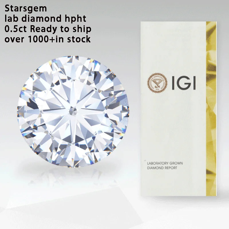 Starsgem Around 0.5ct Real Diamonds D White IGI Certificate Round Hthp Synthetic Diamond Manufacturer