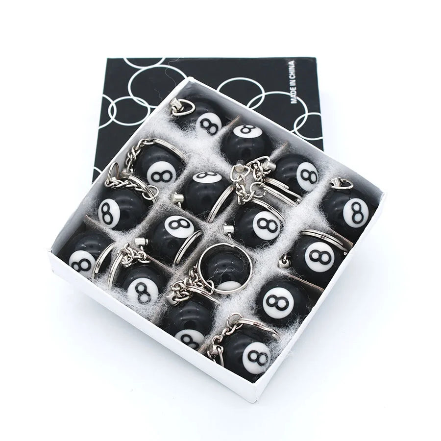 Billiards Pool Ball Key Chain 25MM Size Black No.8 Ball Style Key Ring for Sale