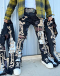 AeeDenim High Street Custom Ripped Denim Jeans Embroidery Stitching Loose Distressed Pants Jeans for Men