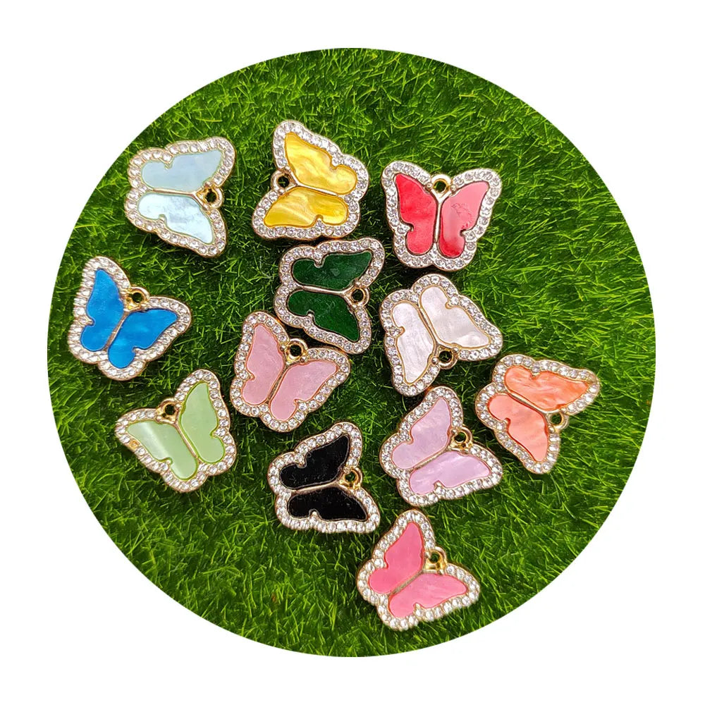100Pcs Fashion Enamel Acrylic Butterfly Pendant Charms for Jewelry Making DIY Earrings Necklaces Bracelets Handmade Accessories