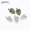 YuenZ Tree Leaf Charms Antique Silver Color Metal Pendant for Bracelets Necklace Jewelry Making 21*13mm Q363