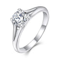 925 Sterling Silver 6.5MM Round Moissanite Ring Rhodium Plating Classic Solitaire Moissanite Engagement Ring for Women