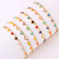 BJB0095N Waterproof Heart Lover Fashion Jewelry Charm Bracelet Brass 18K Gold Plated Colorful Enamel Claw Setting Trendy Unisex