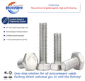 High Strength Din 933 M12 DIN931 Stainless Steel Fasteners Full Thread Bolt Hex Head Fastener Caps 316 Bolts GB SS Bolt