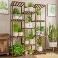 Multi Function 6 Tier 7 Potted Multilayer Flower Plant Stands Holder Plant Rack Bamboo Flower Pot Stand for Indoor Outdoor