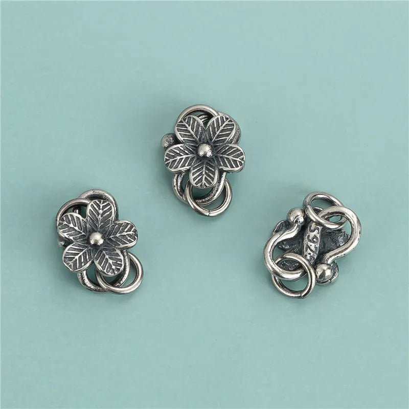 High Quality Antique Silver Flower S Shape Clasp 925 Sterling Silver Flower Connecting Clasp for Bracelet Jewelry Making