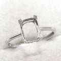 Sterling Silver 7*9/8*10mm Semi Mount Square Ring Empty Support Blank Claws Setting S925 Base Without Center Stone DIY Inlay