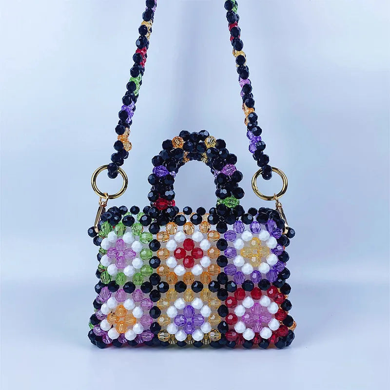 Luxury Bead Handbag Trendy Bohemian Style Colorful Pearl Beaded Evening Clutch Women Elegant Party Bag