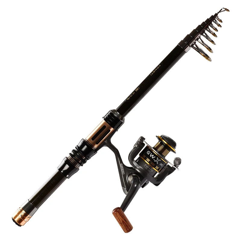1.3m1.5m1.8m2.1m2.4m 99% Carbon Portable Telescopic Fishing Rod with Spinning Reel Combo Fishing Tackle Sea Rod