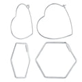 Oversized Heart Hexagon Statement Earrings 925 Sterling Silver Party Jewelry Secure Lock Backs Women Celebration Gift SCE1711