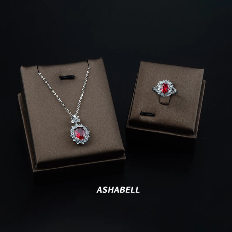 Wholesale Luxy Ring and Necklace Set 5A Zircon 925 Silver Fine Jewelry Sets Christmas Gift Jewelry Sets for Women Gift