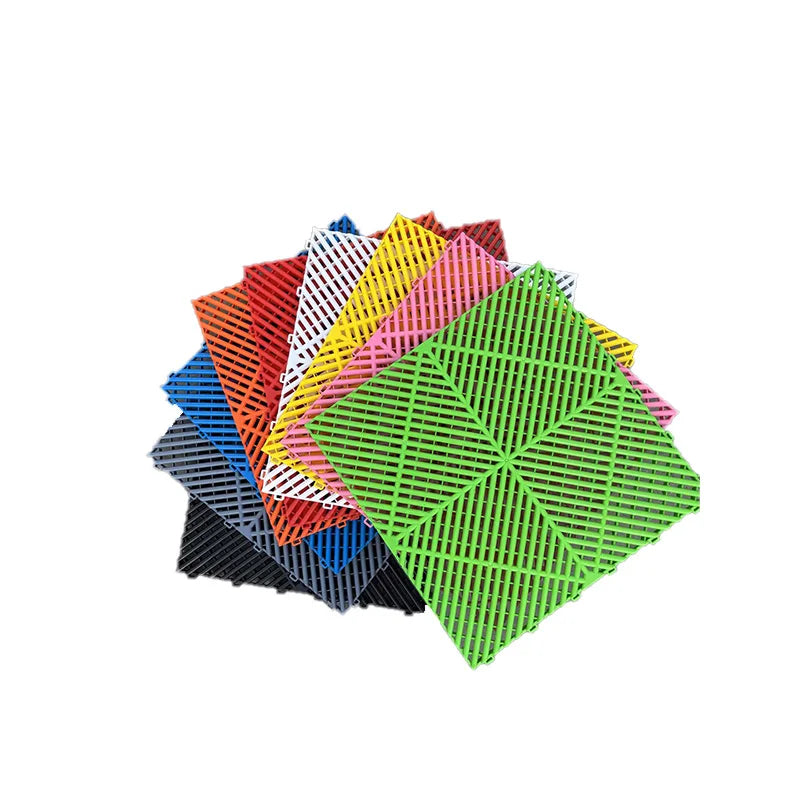 New Arrival PP Anti-Slip Plain Garage Floor Tiles with Click Installation for Car Wash Station