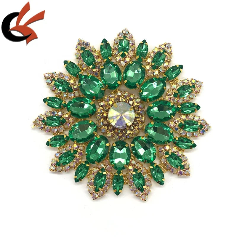 Customized Flatback Alloy Sew-On Applique Patch Crystal Rhinestone Diamante Motif for Wedding Bridal Dresses Drop Shape Design