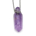 Hongzhuo Natural Crystal Amethyst Hexagonal Column Perfume Essential Oil Bottle Pendant Necklace Gifts Jewelry