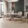 Factory Direct Supply Rectangular Modern Stainless Steel Light Marble Dinning Table Set Dining Room Furniture