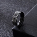 Binshuo Anillo New Design Nordic Wind Stainless Steel Viking Character Men's Wedding Ring Black