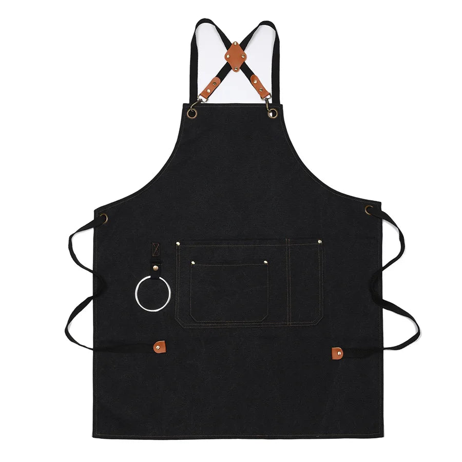 New Fashion Waterproof Custom Design Logo Apron Restaurant Kitchen Coffee Uniform Aprons