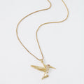 Handmade Zircon Micro-Set Hummingbird Pendant Necklace Brass Link Chain Necklace for Women
