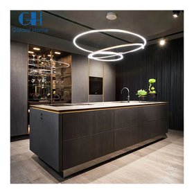 Unit Price Wall Modern Kitchen Furniture Italian Designs Custom Luxury Veneer MDF Kitchen Islands with Drawer Basket