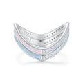 925 Sterling Silver Simple Opal Drip Oil Ring Pink Blue Double V Shape Stackable Women's Knuckle Ring Smooth Slim SCR945