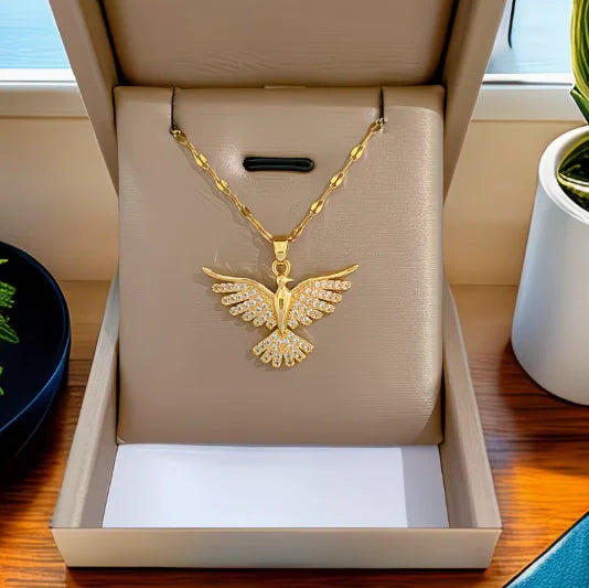 Elegant Phoenix Bird Pendant Necklace Stainless Steel Chain Necklace for Women NS10216 MegaBDM