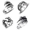 Trendy Retro Open Stainless Steel Ring Personality Jewelry Punk Ring Jewelry Adjustable Animal Ring for Men
