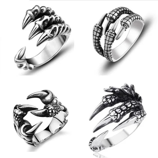 Trendy Retro Open Stainless Steel Ring Personality Jewelry Punk Ring Jewelry Adjustable Animal Ring for Men