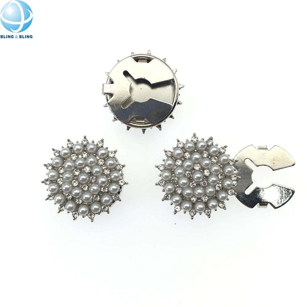 Wholesale Price Pearl Crystal Cuff-links Button Covers for Women Shirt Sleeve Buttons Decorative Accessories