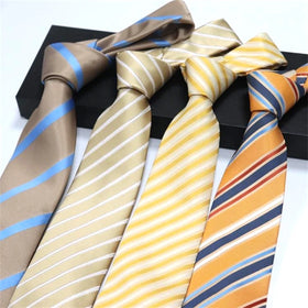 Classic Striped Polyester Woven Neckties for Men One Piece Delivery Formal Style Wholesale