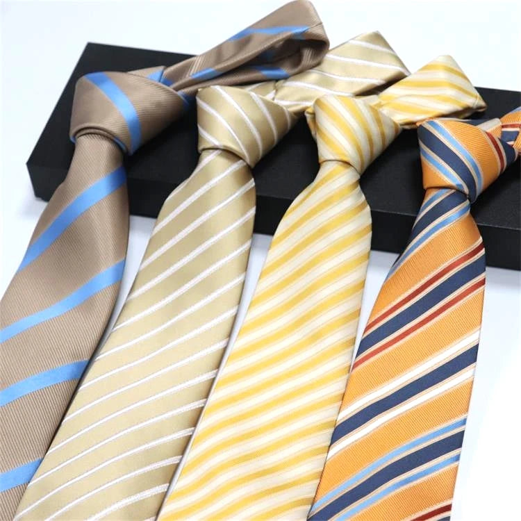 Classic Striped Polyester Woven Neckties for Men One Piece Delivery Formal Style Wholesale