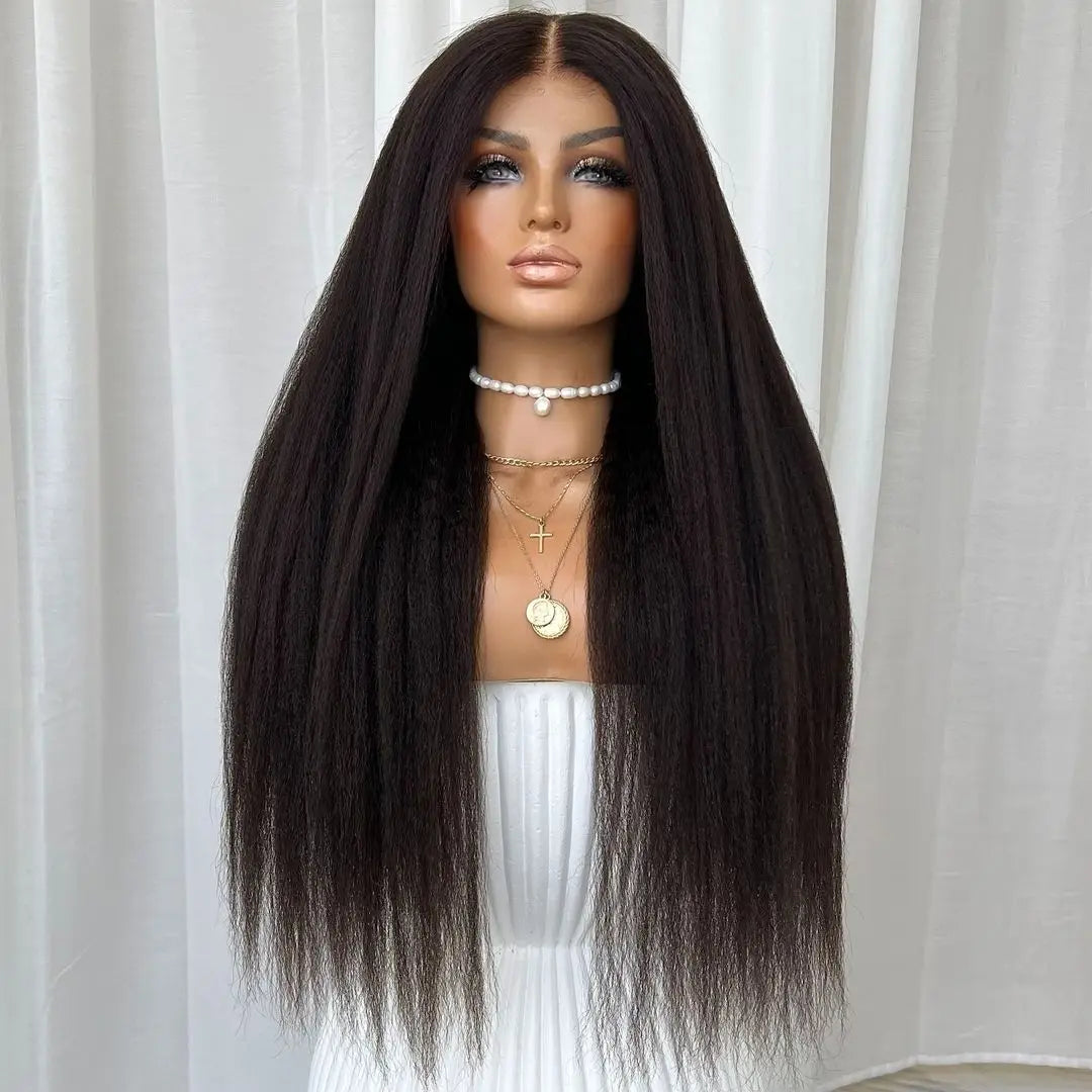 13x4 HD Transparent Kinky Straight Lace Front Wigs Yaki Straight Human Hair Wigs Bleached 13*6 Frontal Wigs for Black Women