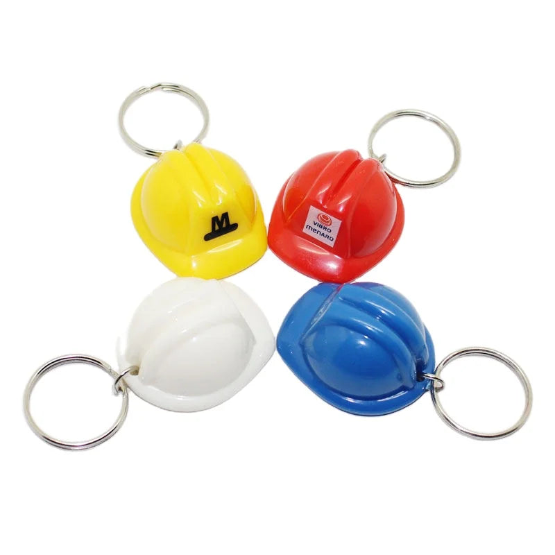 Custom Hot New Design Logo Key Chain Safety Plastic Mini Hard Hats Keyrings Construction Helmets Keychain