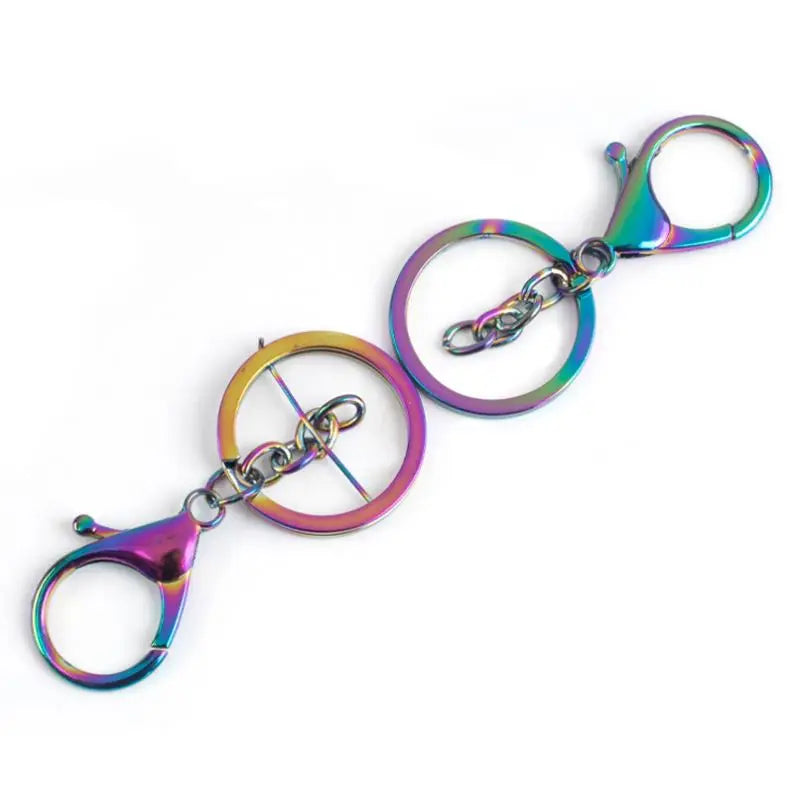 Rainbow Keychain in Bulk Color Bag Accessories Metal Lobster Clasp Hook Key Chain KeyRings Bulk Colourful Rainbow Split Key Ring