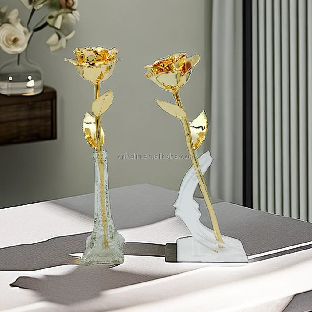 2025 Valentine's Day Gift Ideas Dipped Gold Color Plated Real Rose With Gift Box