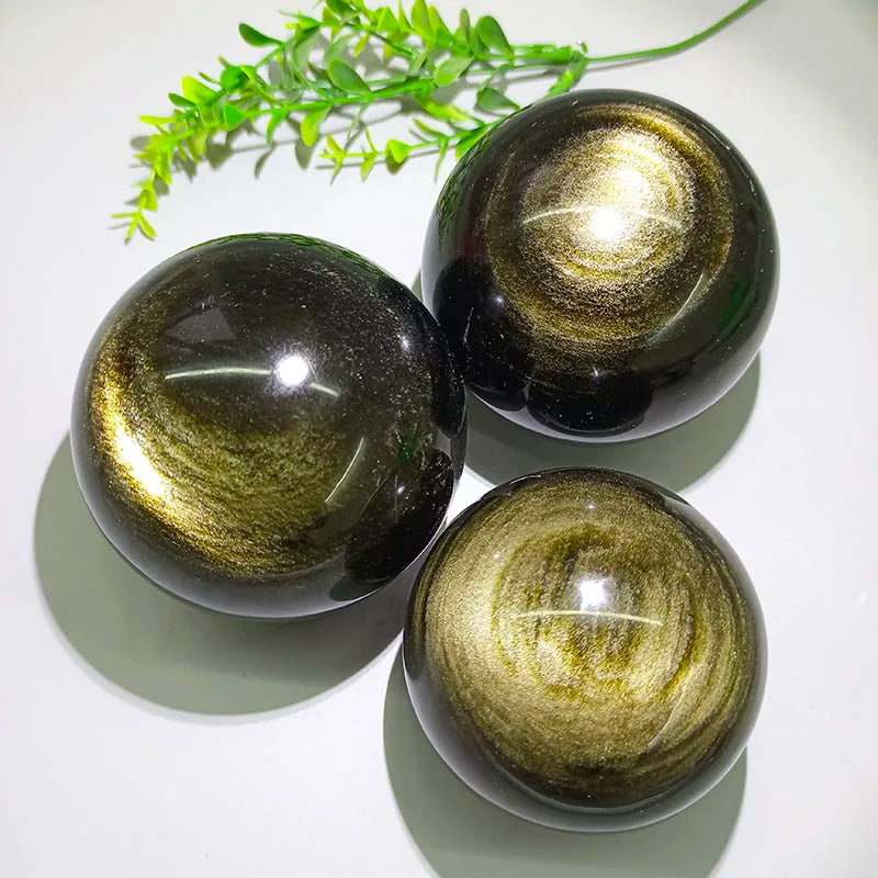 6-8 cm Golden Obsidian Spheres Crystal Quartz Healing Golden Obsidian Balls for Meditation