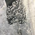 Factory Manufacturer Beaded Bridal Lace Fabric Luxurious Ivory White Wedding Dress Fabric Lace