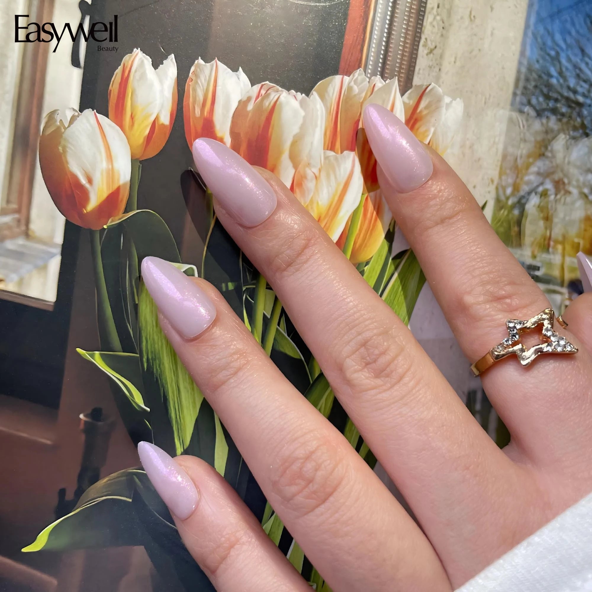 Easywell Wholesale 30pcs Light Purple Pearl Almond Press on Nails Reusable Handmade Acrylic Salon-Quality False Nails Supplier