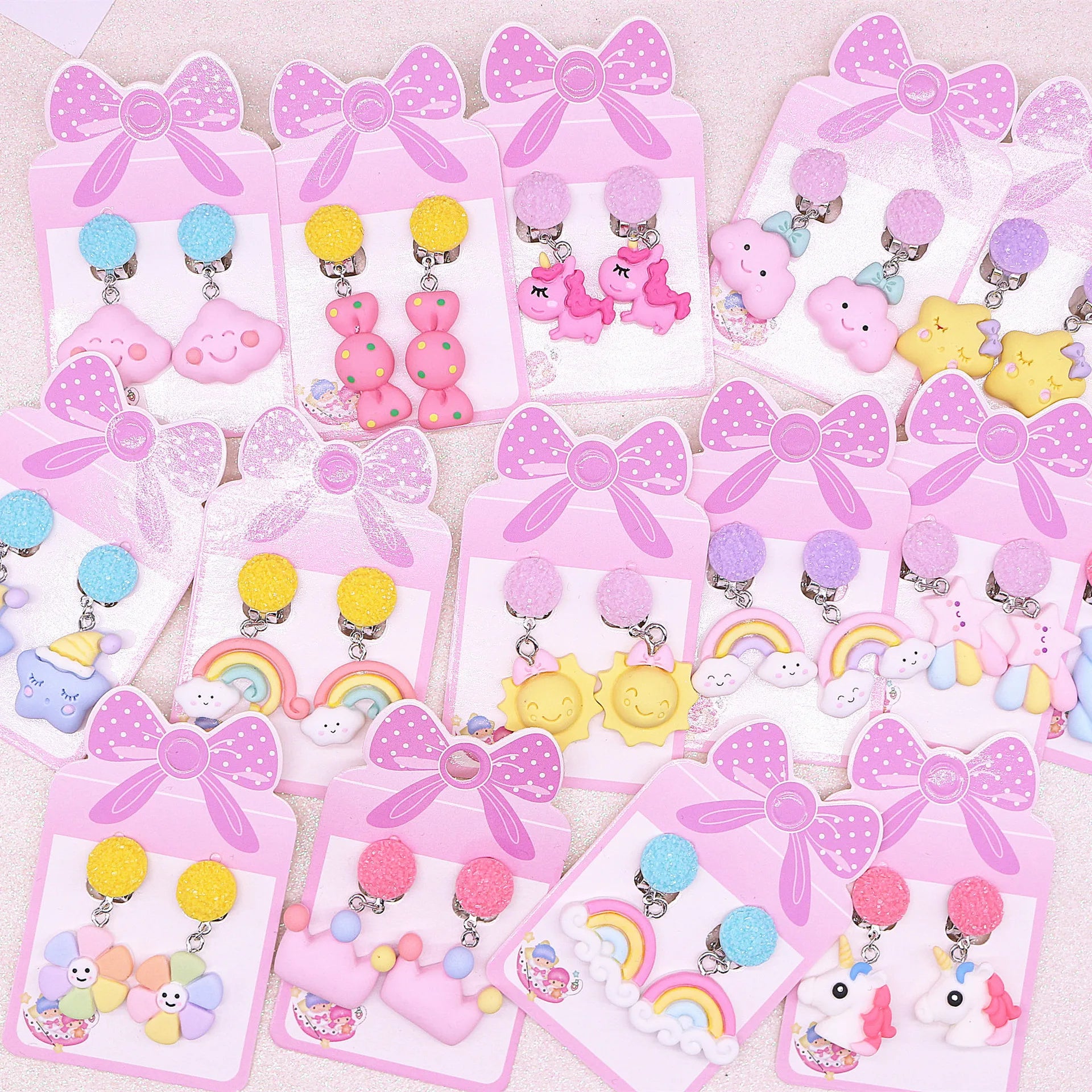 GT Rainbow Crown Children Clip on Earrings Cute Cartoon Jewelry No Pierced Earrings for Kids Gift