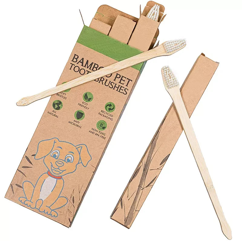 Factory-Sold Double Sided Bamboo Pet Toothbrush for Small & Large Breed Dogs Travel-Friendly Puppy Dental Cleaning Brush