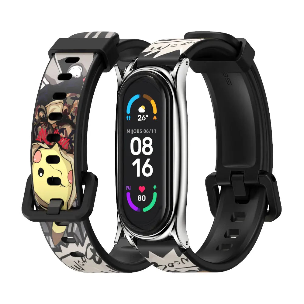 Mijobs Fashion Silicone Printing Straps for Xiaomi Mi Band 6 5 4 3 Silicone Bracelets Correa  Wrist Belt