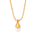 French Light Luxury Wholesale Jewelry 18k Gold Plated Stainless Steel Ovals Chain Shape Pearl Pendant Necklace for Women