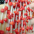 CB8129 Natural Red Coral Hand Carved Rose Flower Beads DIY Jewelry Making Floral Beads for Bracelet & Necklace