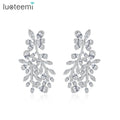LUOTEEMI Fashion Designer Bride Wedding Zirconia Earing Stud Bridal Cubic Luxury Jewelry Elegant Earrings