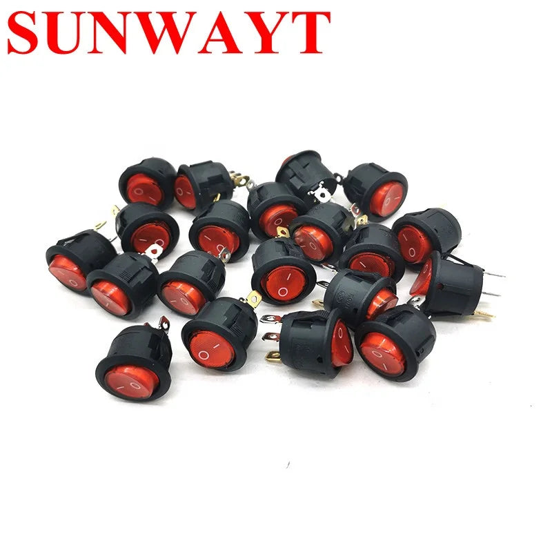 Round Rocker Switch with Light 2 Position on off 3pins Red Blue Used for Instrument Power Switch