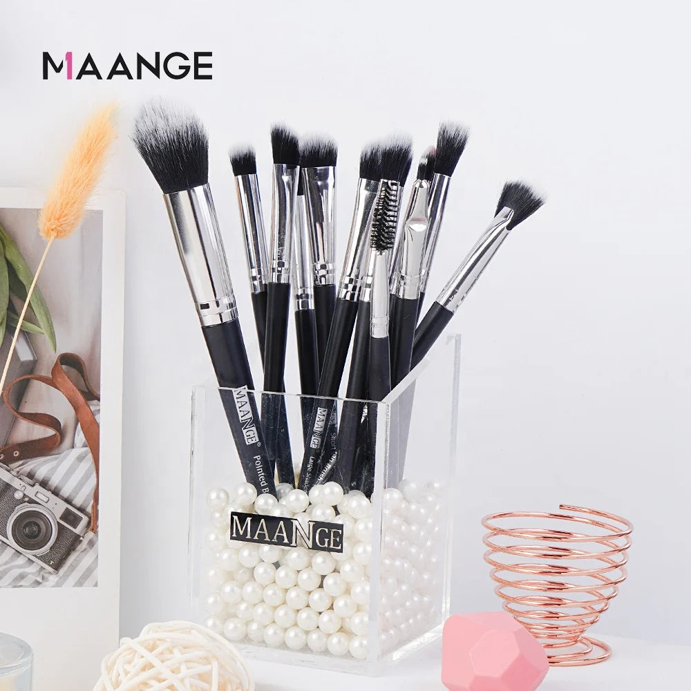 MAANGE Black Classic Color 13pcs Wholesale Foundation blush contouring eyeshadow brush Concealer Eye Makeup Brush Set
