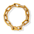 Customized Factory Direct High Quality Luxury Heavy 18K Gold Plated Stainless Steel Zirconia Chunky Paperclip Chain Bracelet Men