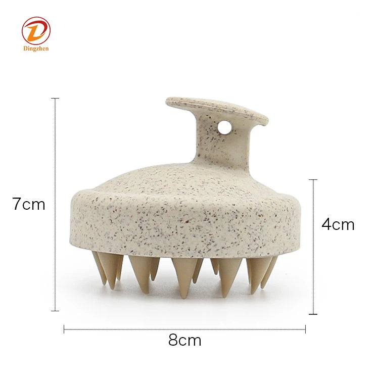 High Quality Wheat Straw Hair Shampoo Massage Brush with Soft Silicone Hair Brush Hair Scalp Massager Shampoo Brush