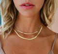 18k Gold Plated Flat Snake Link Chain With Lobster Clasp Stainless Steel Herringbone Snake Chain Necklace Jewelry Women Men 2023